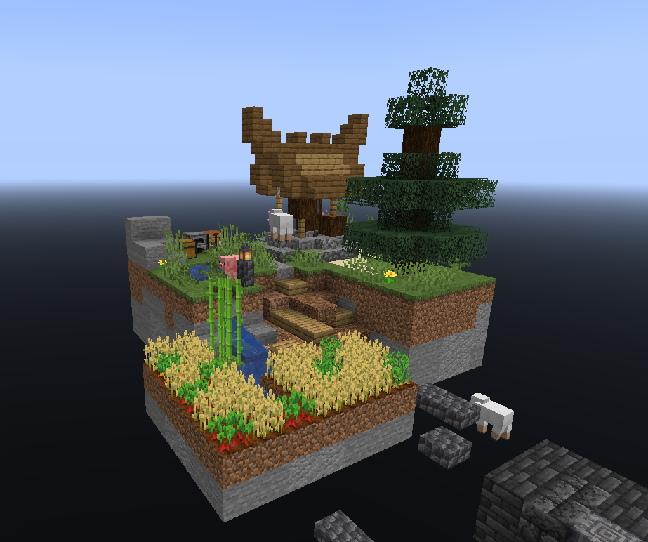 Île de départ sur un serveur Minecraft Skyblock